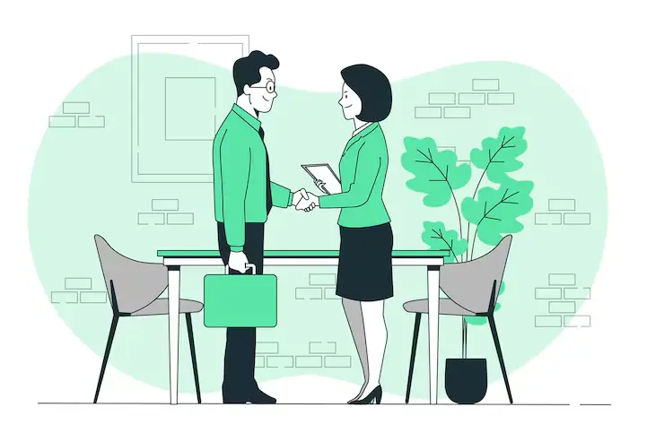 Face-to-face digital communication and client collaboration illustration
