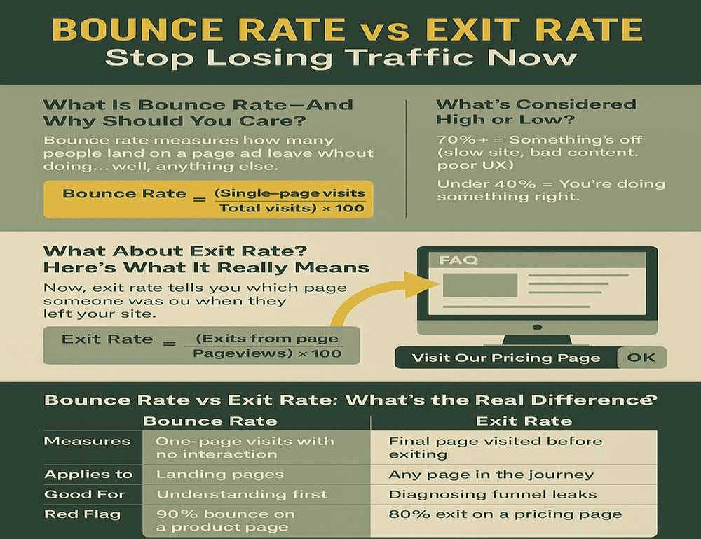 Bounce rate vs exit rate infographic