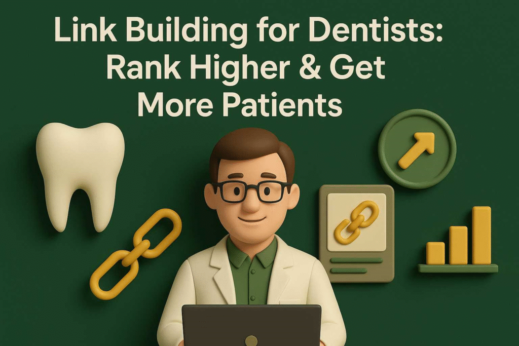 3D illustration of a link building for dentist using SEO strategies to attract more patients